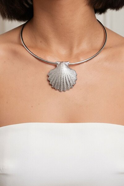 RMY MODA Women's Silver Sea Shell Choker Necklace