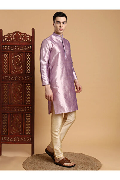 Devoiler Mens Self Design Jacquard Silk Kurta Set