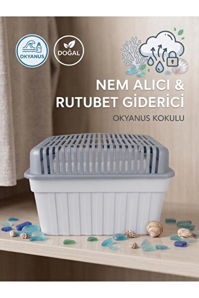 Saban Gri Kapaklı Dikdörtgen1 Kilogram ,Okyanus Kokulu - Nem Alıcı Aparat + T...