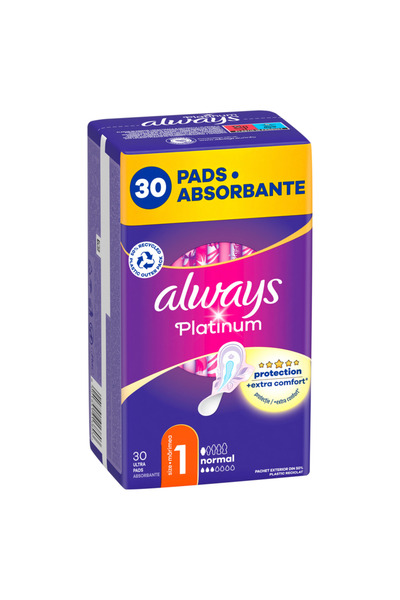 Always Platinum Normal Absorbante cu aripioare, 30 bucati