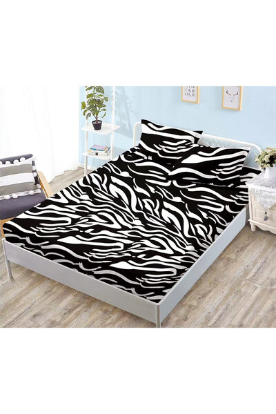 Pucioasa Set 3 Piese Lenjerie pentru Pat Dublu: Husa cu Elastic + 2 Fete de P...
