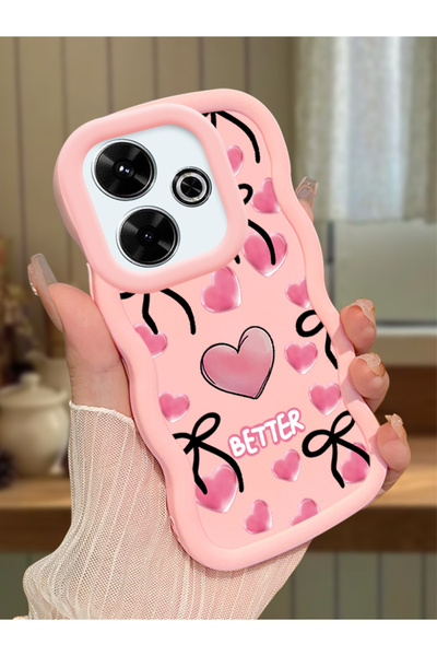 Hontinga Redmi 13 Uyumlu Kılıf kamera koruyucu Pembe Silikon Couple Telefon K...