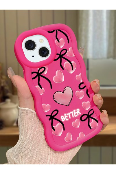Hontinga iPhone 15 Compatible Case with Camera Protector Red Silicone Couple ...