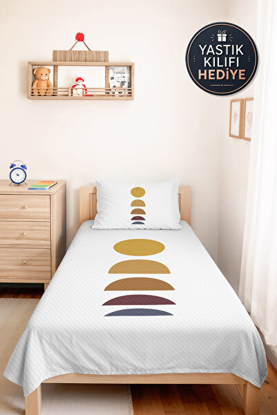 Evimde Bambaşka Geometric Yellow Young Room Single Pique Set-Modern Bohemian ...