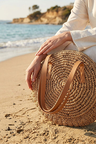 Marina Swimwear Circular Straw Bag - Cream |   Cnt2602-2