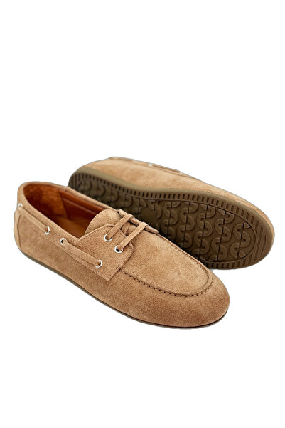 the corleone Kadın Taba Hakiki Süet Ayakkabı Bağcıklı Loafer Hafif Konforlu C...