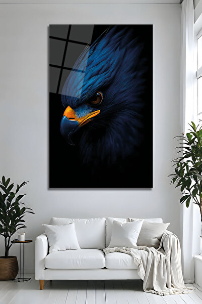 Parıltı Yayınları Pictură pe sticlă Vultur Albastru Nobil Decor modern de perete