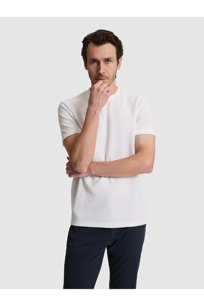Cacharel White Slim Fit Crew Neck T-Shirt 50324412-Vr013