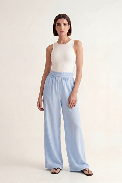 Babushka Baby Blue Wide Leg Draped Trousers