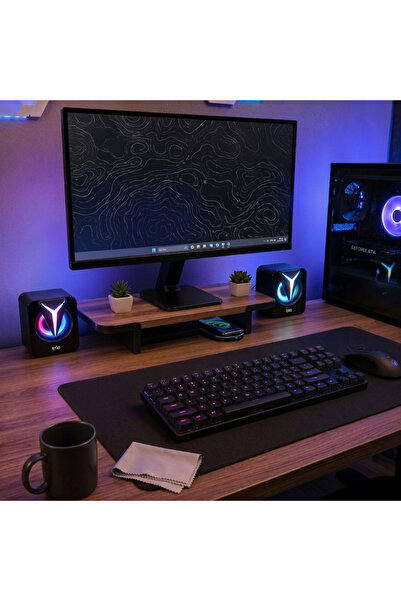 VOREX Trio S3 Mini 2.0 RGB Işıklı USB Multimedia Hoparlör 5W 3.5mm Stereo PC Laptop Masaüstü