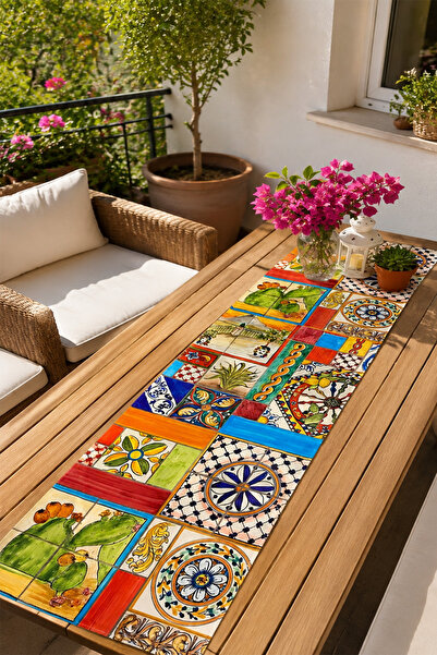 aymira home 40X140Cm Woven Stain Resistant Printed Thai Feather Fabric Table ...