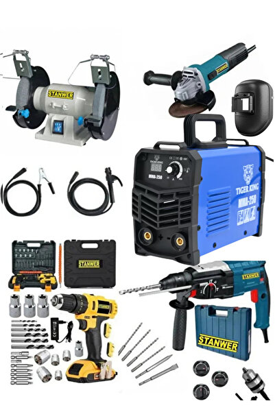STANWER PRO 5'Lİ TİGER MMA 250 AMPER KAYNAK MAKİNESİ ,DELİCİ KIRICI HİLTİ ,TA...