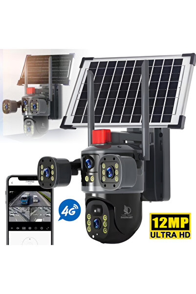 Daismart Cameră de supraveghere exterioară cu panou solar, Daismart ®️ 4G, 3 ...