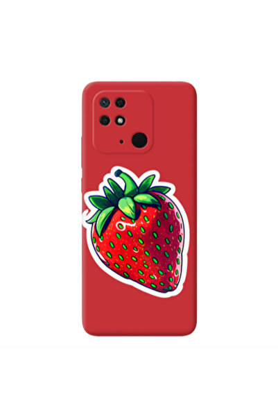 Other Xiaomi Redmi 10C strawberry Red Colored Silicone TPU Θήκη