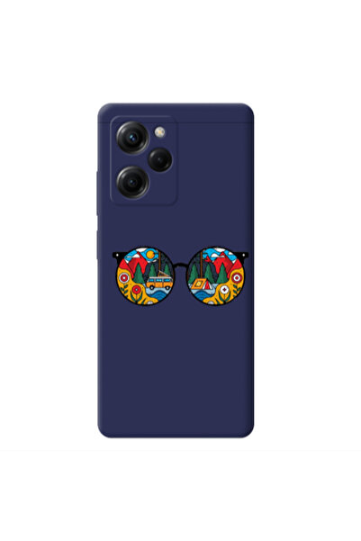 Other Xiaomi Poco X5 Pro Round Glasses Dark blue Colored Silicone TPU Θήκη
