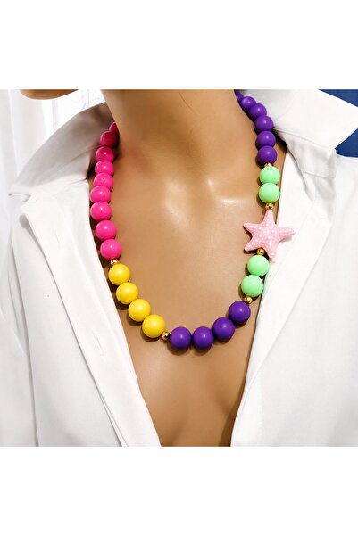 Sinem Şanlı Atelier Tulip Colored Starfish Figured Acrylic Bead Necklace