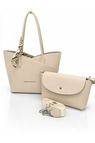 Just Polo Women's Shoulder Bag & Crossbody Bag Set of 2 with Scarf Detail, Da...