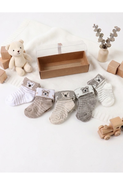 MiniKids Set 5 perechi sosete Bear Face, colors