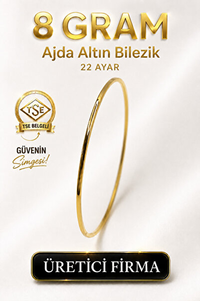 Aks Gold 22 Ayar TSE Belgeli (8 GRAM) Ajda Altın Bilezik İşçiliksiz Yatırımlık