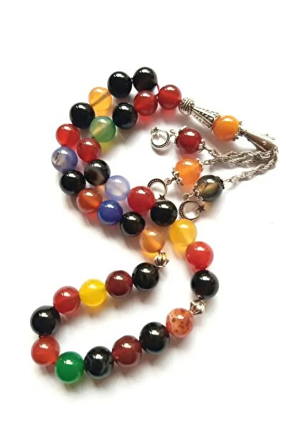 Diy beads Multi colour aqeeq tasbih, Agate stone beads 33 count