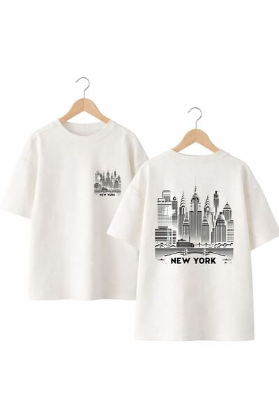 playwear Tricou cu gât rotund, cu imprimeu New York Skyscraper pe spate și pi...