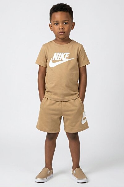 Nike Kids Boy 2 Pcs Brand Logo T-shirt And Shorts Set, Khaki