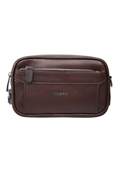 GUARD Crystal Coffee Genuine Leather Handbag with Password Mechanism // Grd26...