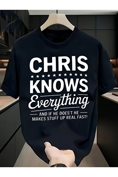 NOURAM Vintage Graphic KNOWS Men'S Plus Size Humorous CHRIS Knows Everything ...