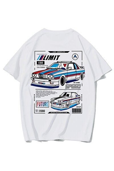 BRZ COLLECTION Unisex Oversize Limit E60 T-Shirt (BEYAZ)
