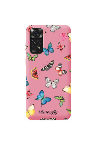 Other Xiaomi Redmi Note 11 4G Mixed Butterflys Pink Colored Silicone TPU Θήκη