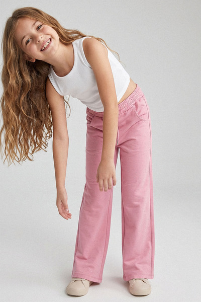 kinderos Stone Printed Wide Leg Girls' Sweatpants - 26Y 25507