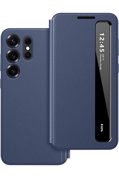 snapcart Samsung Galaxy S26 Ultra Smart Clear View Flip Cover Premium Leather...