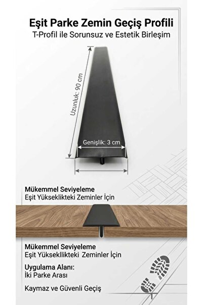 Zirve Alüminyum Kapı Eşik Profili Parke Kapı Altı Çıtası T Model Alüminyum Si...