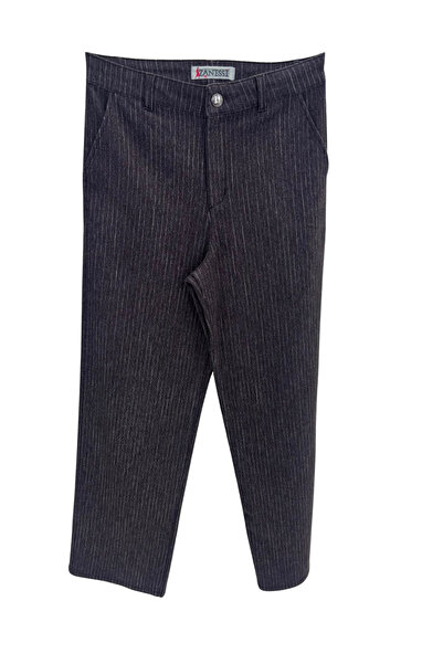 ZANESSI Plus Size Zippered Striped Lycra Knitted Women's Trousers