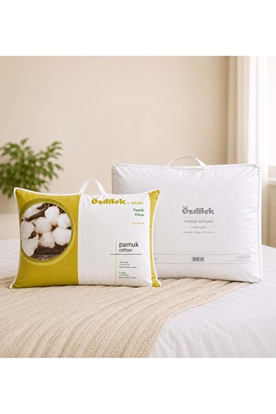 Mandaş Öz Dilek Natural 1 Piece Cotton Quilt + 1 Piece Cotton Pillow (Single ...