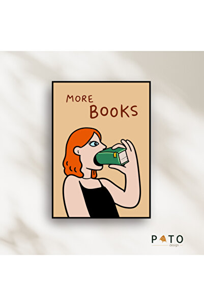 Pato Design 'More Books' Kitap Temalı Dekoratif Tablo | Siyah Çerçeveli | MDF...