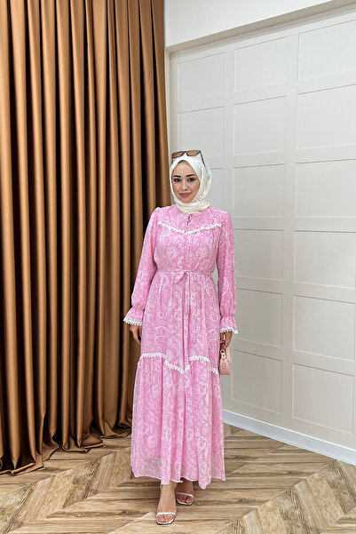 Stilife Lisa Dantel Detay Elbise Pembe
