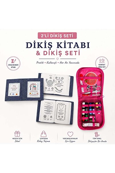 iğne izi Carte de cusut, carte cu tehnici de broderie + set de cusut cu 24 de...