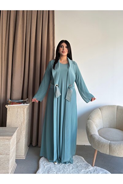 Missrosemoon Yeni Sezon Büyük Beden Tesettür 2’li Elbise Takım – Uzun Hırka v...
