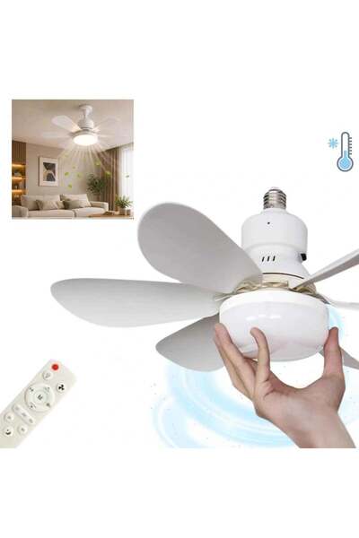 HASEPE Ventilator de tavan HASEPE ®   Plafonieră cu LED și ventilator E27, ve...