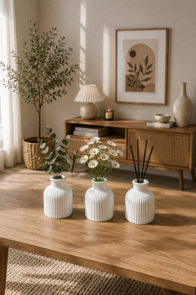 NİVORA HOME 3'lü Dekoratif Vazo Seti