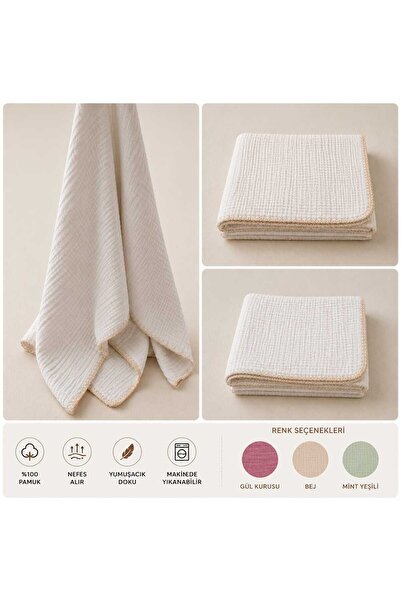 LUNARE 100% Cotton 4 Layer Muslin Baby Blanket 90X100 cm Blanket Stroller Cov...