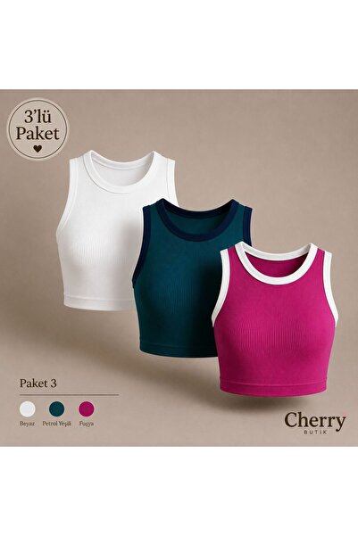 Cherry Butik Τριπλό Halter Crop Body με λαιμόκοψη halter