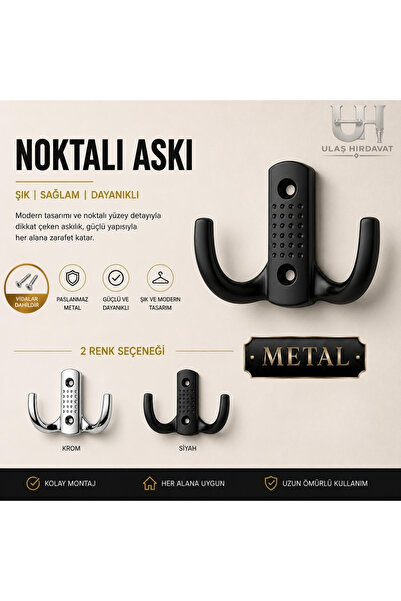 Ulaş Hırdavat Metal Portmanto Askısı, Lüx Duvar Askılığı Uzun-Kısa Askı 1 Ade...