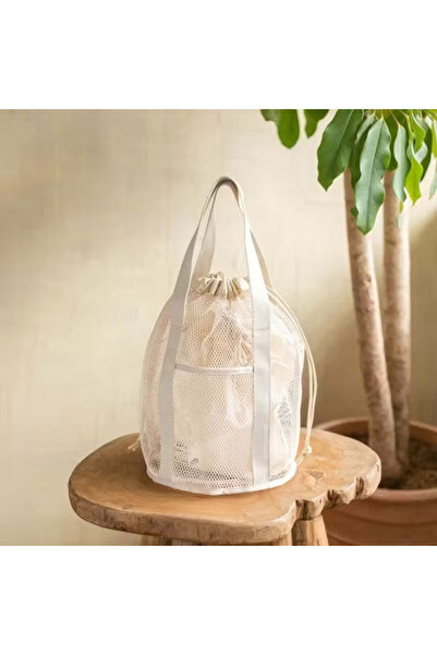 Choice3 Ivory 1 Piece - Large Capacity Mesh Bag, Durable Nylon Drawstring Toi...