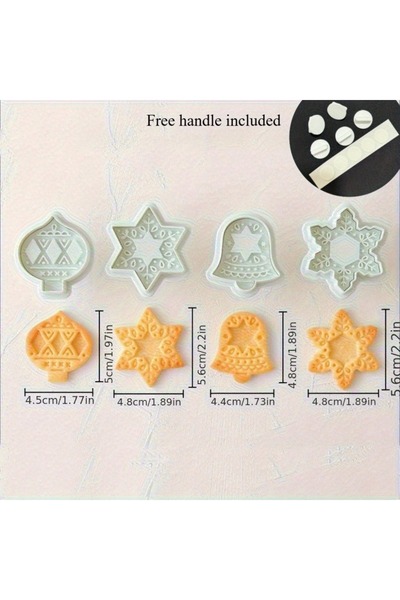 choice2 4pcs A 4pcs Flower Jam Sandwich Cookie Cutter, 3D Pressable Fondant S...