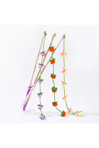 Choice3 3pcs Interactive Colorful Ribbon Cat Toy Funny Fruit Cats Stick Satin...