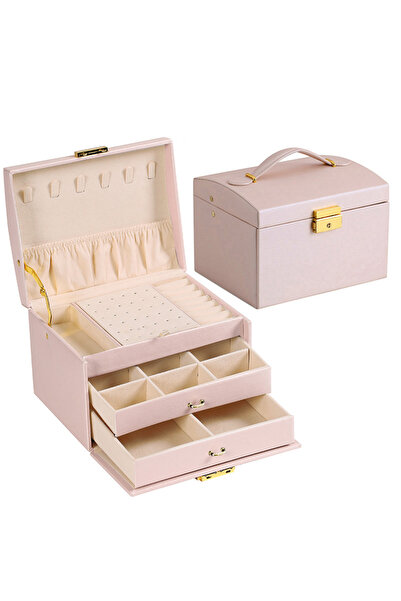 Choice3 5011-Pink-N 1Pc, Lock Arch Three-Layer Jewelry Box, Suitable for All ...
