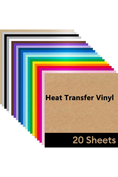 Choice 20 Colors HTV Heat Transfer Vinyl for T-Shirts 11.8"x7.9" -20 Pack Per...