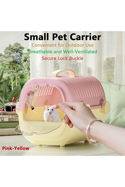 Choice pink yellow Hand Carry Pet Cage, Luxury Villa Hamster/Bird Travel Carr...